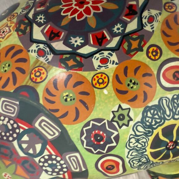 Vintage 1960s Mexican Piggy Bank Handpainted Boho Decor Ceramic Large Pig - Picture 9 of 11